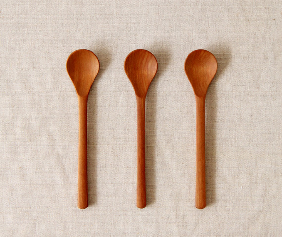 スプーン小_1/木のカトラリー(木のスプーン・木のフォーク)、チェリー・ウォールナット