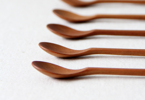 スプーン小_2/木のカトラリー(木のスプーン・木のフォーク)、チェリー・ウォールナット